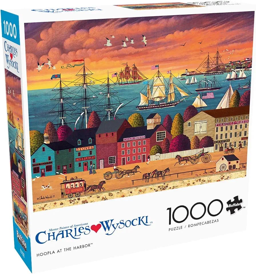Buffalo Games Charles Wysocki, Hoopla Harbor, 1000 Piece Puzzle for Adults