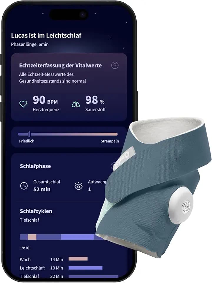 Owlet Dream Sock – Smarte Babyüberwachung mit App, Bedtime Blue