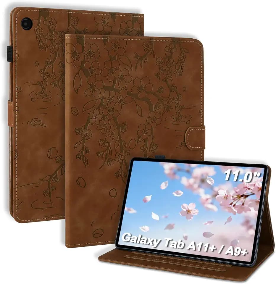 Hülle für Samsung Galaxy Tab A11+ /A11 Plus 11 Zoll 2025 SM-X230 SM-X235 SM-X236B Folio Flip PU Leder Schutzhülle mit Stifthalter und Standfunktion Tablet Hülle Braun