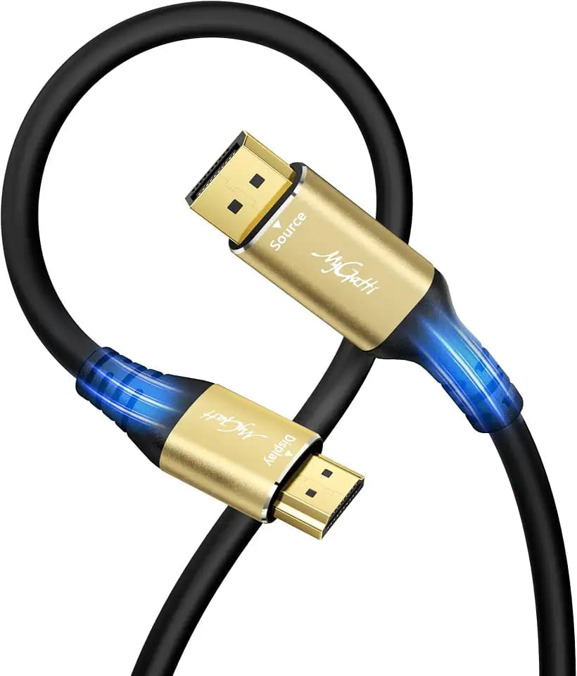4K DisplayPort to HDMI Cable 8FT, DP to HDMI Video Uni-Directional Cord Adapter, Compatible with Dell, NVIDIA, AMD, Lenovo, Monitor, Projector, Desktop and More