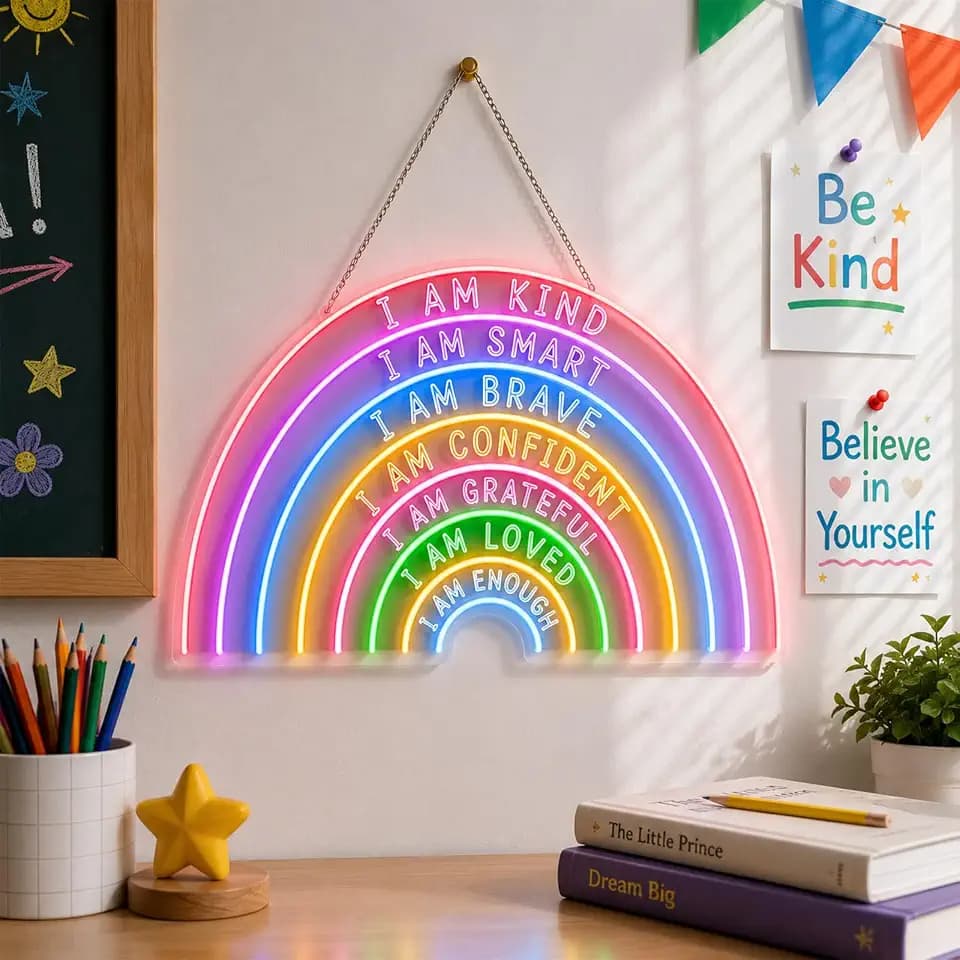 Thyle Rainbow Neon Sign for Classroom Decor
