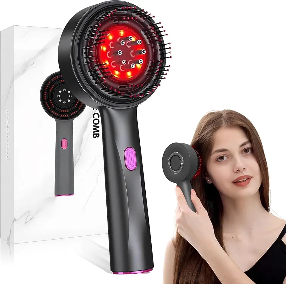 Kopfmassagegerät Elektrisch, 2 in 1 Kopfhaut Massagebürste Elektrisch, Rotlicht Haarmassagebürste, 3 Modi, Elektrische Haarbürste mit Haarölspender, IPX7 Wasserdicht, 360° Haar Kopfhautpflege