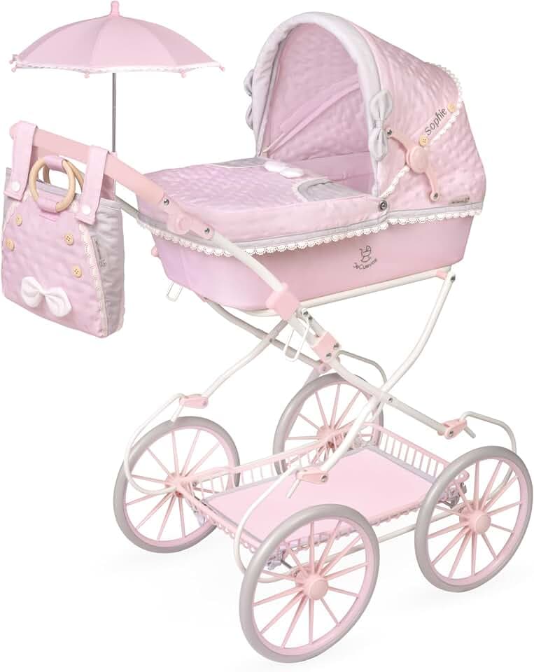 Puppenwagen Sophie faltbar mit Sonnenschirm von DeCuevas 81075, Rosa