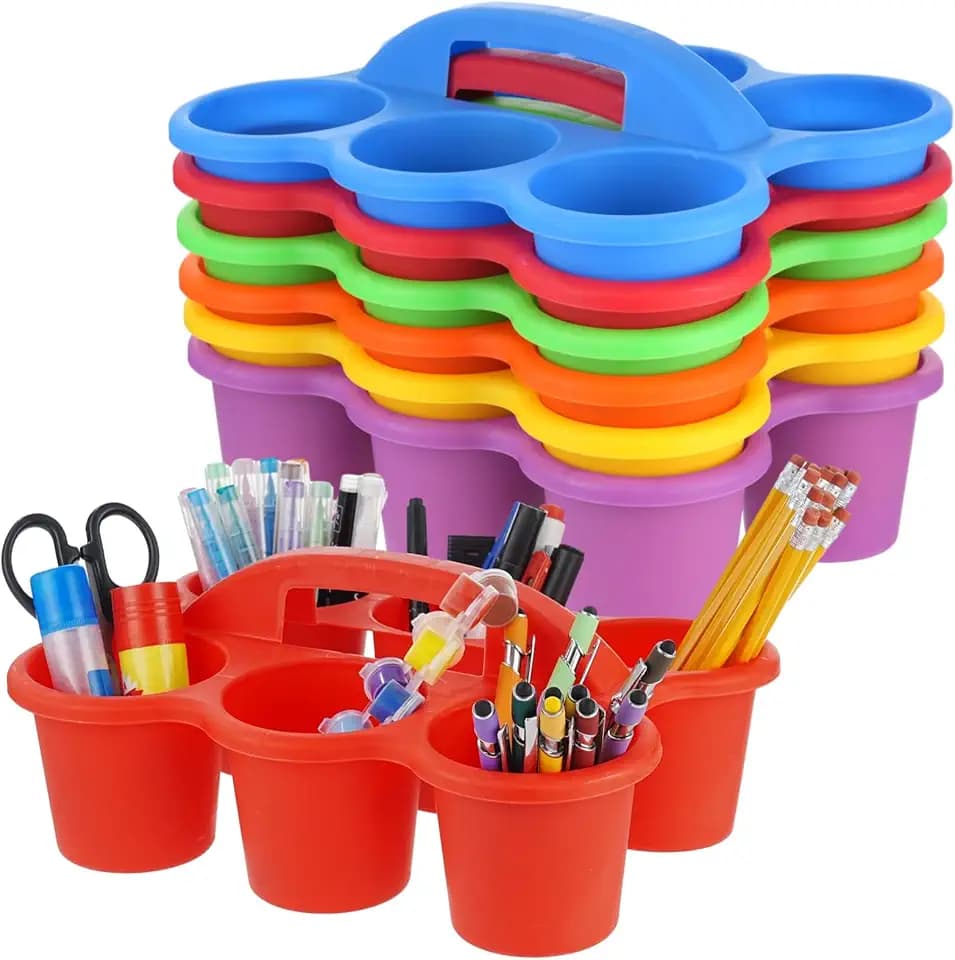 Joyibay 6 Pcs Desktop Caddy Organizer, 6-Compartment w/Handle, Multicolor