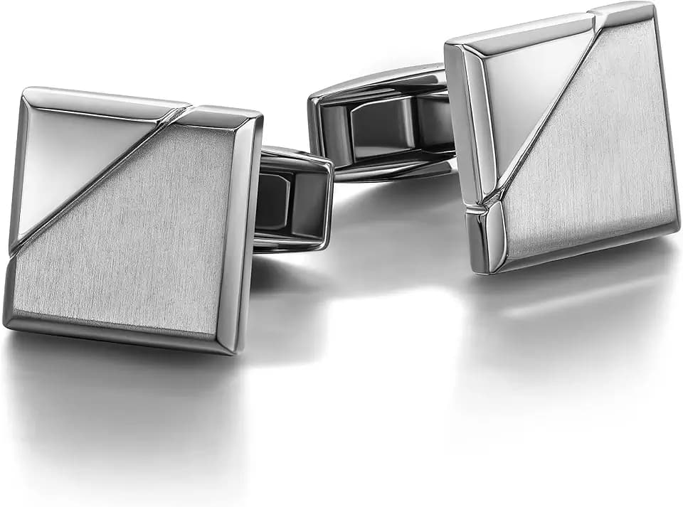Colibri Equinox Cufflinks Manschettenknöpfe für Männer - Stahl/Gunmetal/Rosegold - Designer Manschettenknöpfe für Männer mit drehbarem Walschwanzverschluss - Geschenkbox
