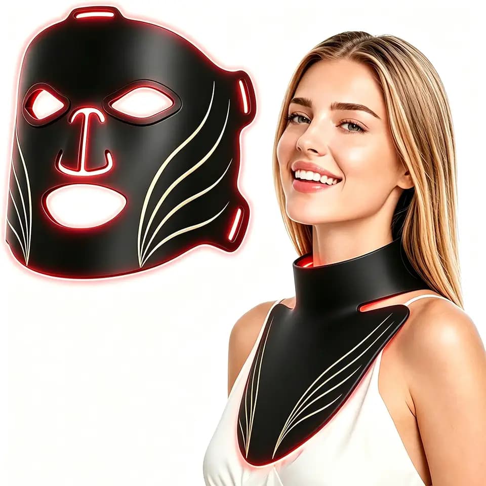 Red Light Therapy Mask for Face & Neck, 4 Modes, 850nm NIR