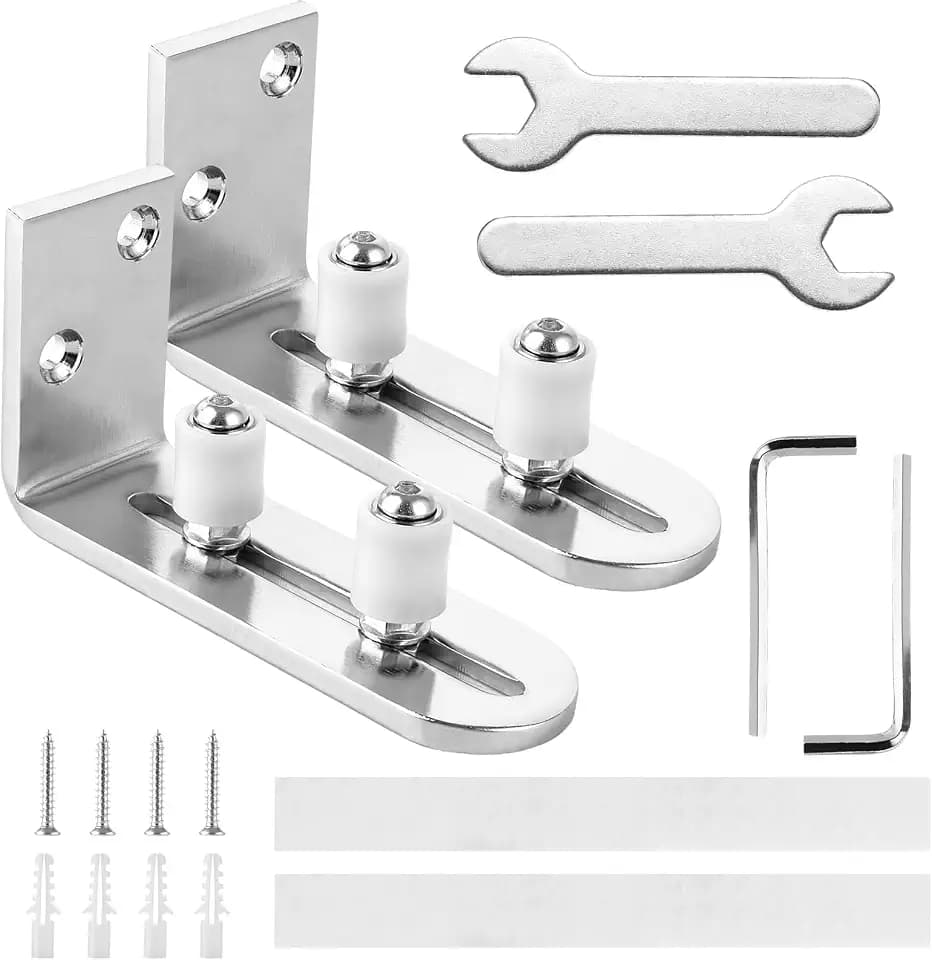 2 Stück Schiebetür Bodenführung, Verstellbar Boden Rollenführung, Unterseite Schiebetore Führungsrolle, Metall Kohlenstoffstahl Kugellager Floor Guide für Scheunentor, Schiebetüren (Silber)