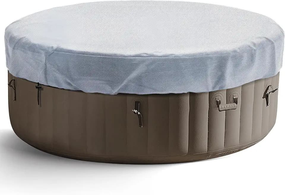 Round Hot Tub Cover 420D Polyester Waterproof Spa Covers for Hot Tub Replacement Outdoor Patio Hot Tub Protector (Grey, 83" Dx12 H)