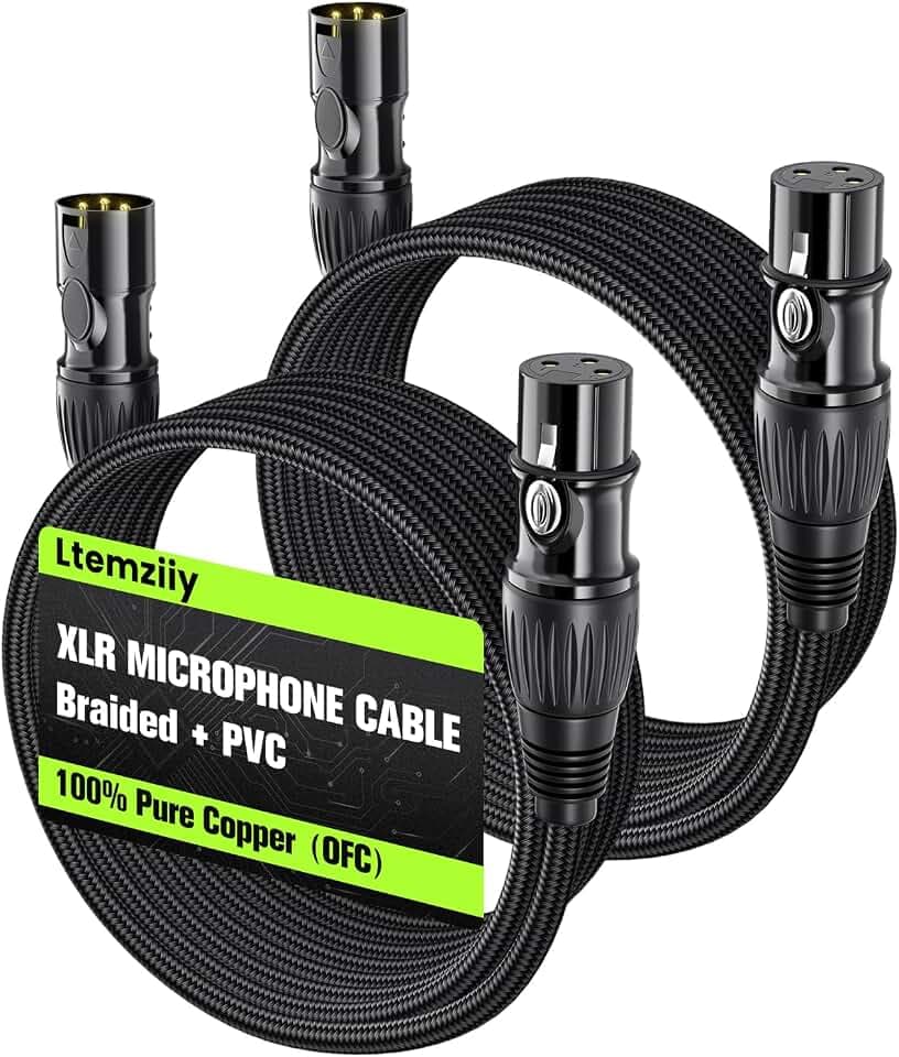 XLR Cable 20ft 2 Pack, Dual Shielded OFC XLR Microphone Cable
