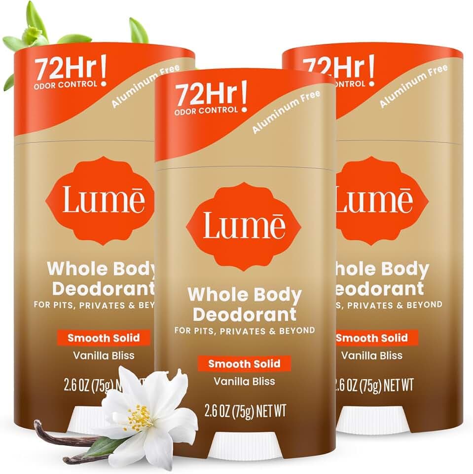 Lume Whole Body Deodorant - Solid Stick - 2.6 oz, 3 pk (Vanilla Bliss)