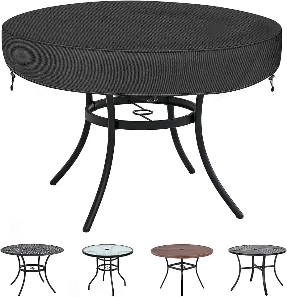 TOHONFOO Outdoor Round Table Cover for Patio Table Fits 58-60 Inch, Black