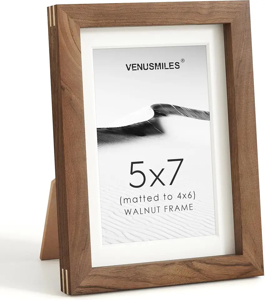 5x7 Picture Frame, USA-Sourced Natural Walnut Wood Photo Collage Frame
