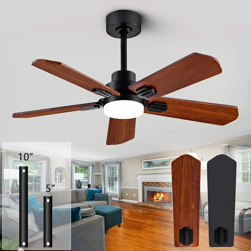 42 Inch 5-Blade Ceiling Fan with Lights, Reversible DC Motor Remote & APP