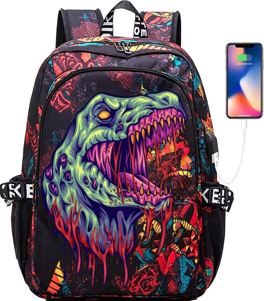 Dinosaur School Backpack for Girls Boys Large Capacity Teens Bookbag