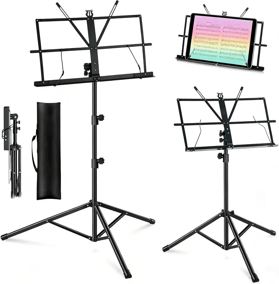 MOSEN Sheet Music Stand, Heavy Duty Adjustable Tripod, Black
