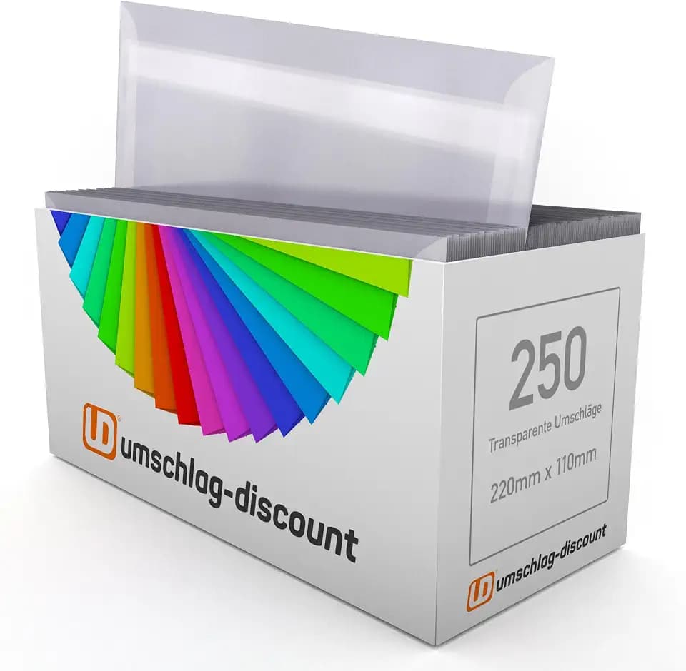 umschlag-discount – transparente Briefumschläge aus Pergamin-Papier für Infoschreiben, Gutscheine, Einladungen & Co – 250 Stück selbstklebende Briefkuverts mit den Maßen 162 x 114 mm (DIN C6)
