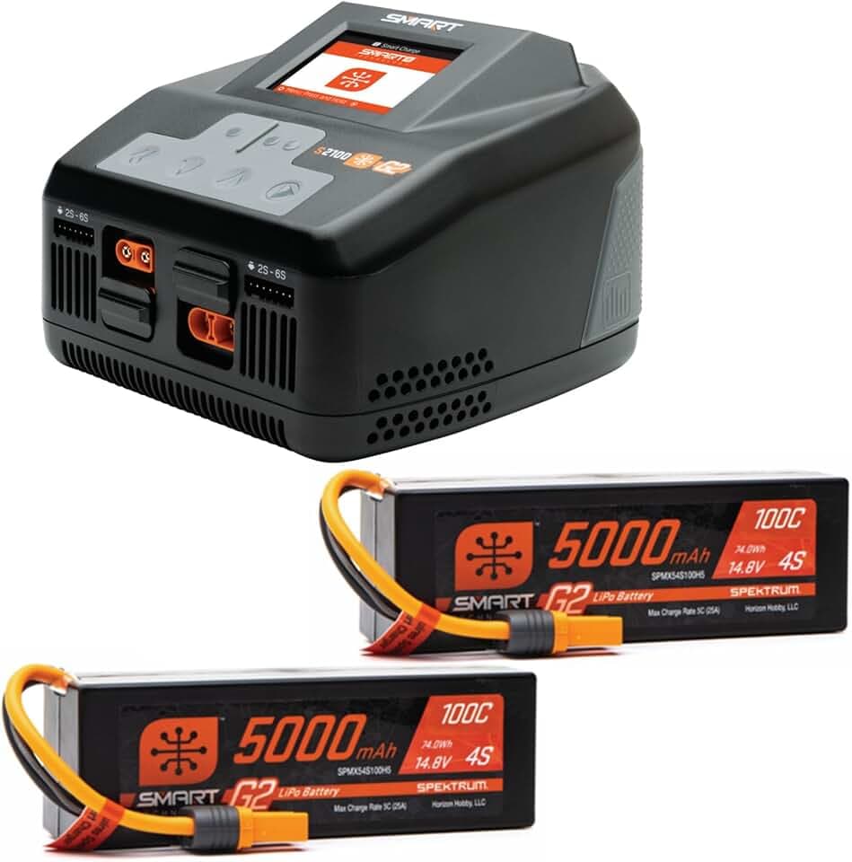 Spektrum SMART Smart Powerstage 8S Surface Bundle: (2) G2 5000mAh 4S LiPo IC5 & S2100 Charger, SPMXPSS850