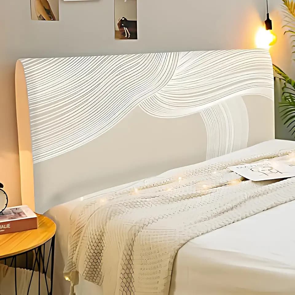 Hearda Abstrakte Linien Bett Kopfteil Bezug 180, Strecken Bett kopfteil Hussen, Staubdicht Bettkopfteil Verdickt All-Inclusive Bettkopfteil Bezug für Schlafzimmer Bett Dekor Kopfteil