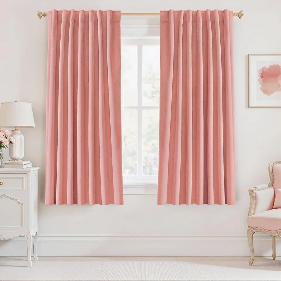 Blackout Curtains for Bedroom 63 Inch Length 2 Panels Blush Pink