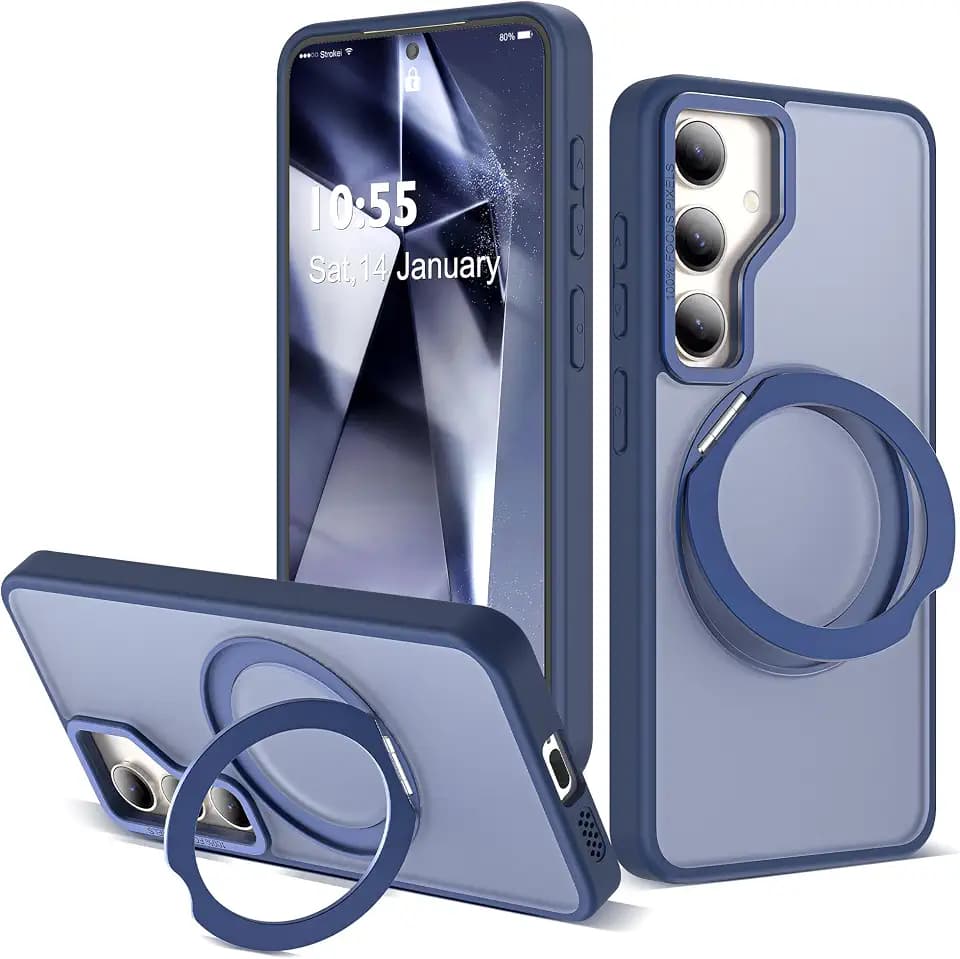 for Samsung Galaxy S25 Case with 360° Spin Stand,Blue