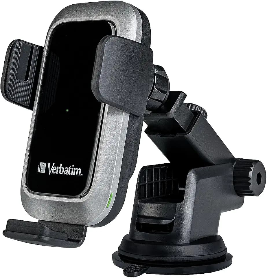 Verbatim Qi Fast Wireless Car Charger FWC-03 Pro, Handyhalterung mit Ladefunktion fürs Auto, induktive Handy Ladestation, intelligentes KFZ Ladegerät für iPhone und Android