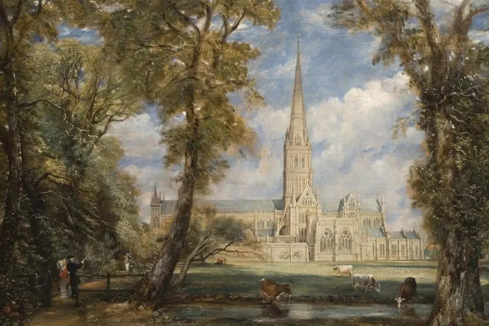 ART.COM Wall Art Print Salisbury Cathedral from the Bishop's Grounds by John Constable, 36" x 24"