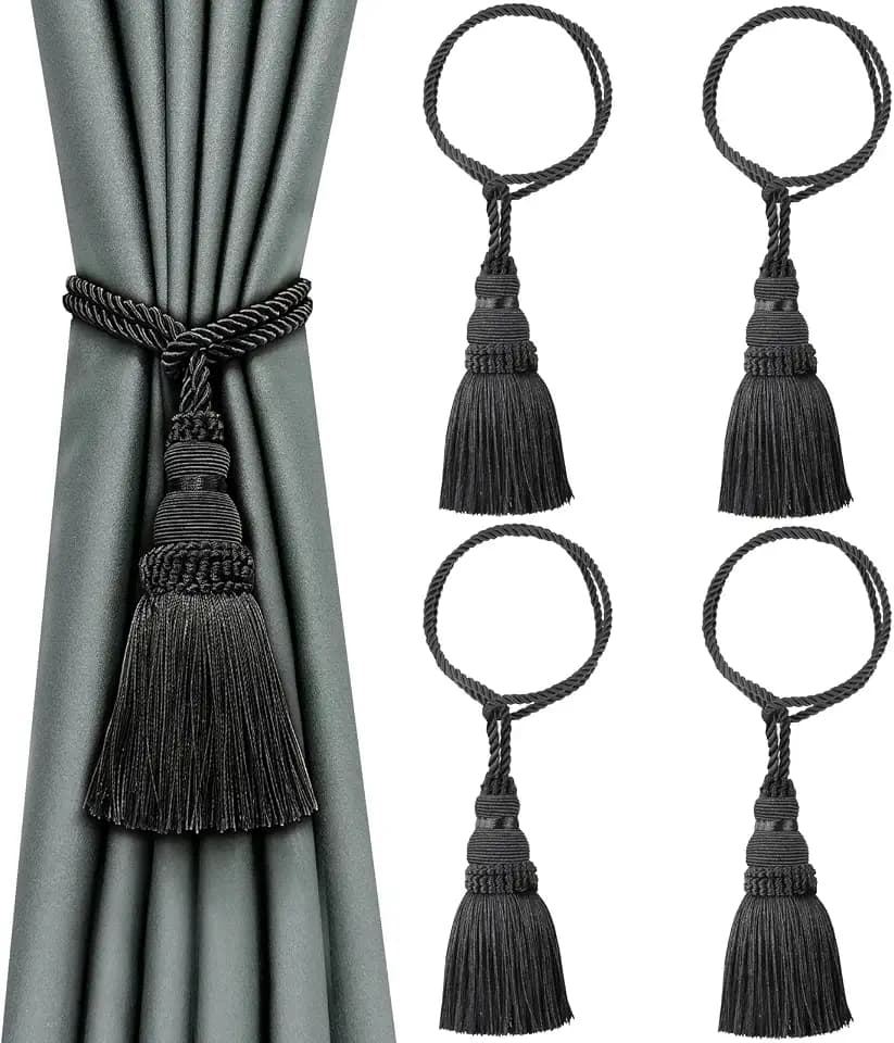 4 Pack Curtain Tie Backs Rope Tassels for Curtain Holdback