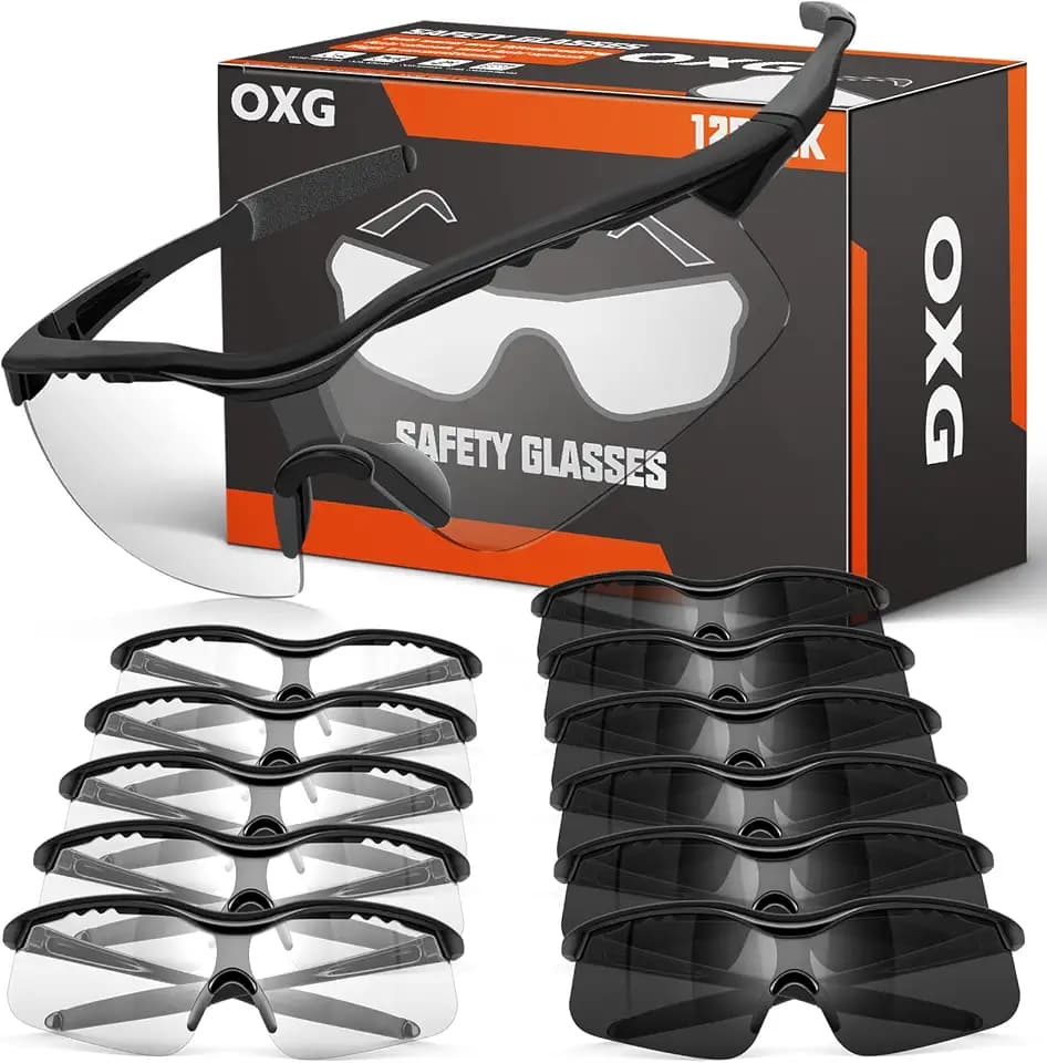OXG 12 Pack Safety Glasses, ANSI Z87.1 Protective Eyewear for Men Women