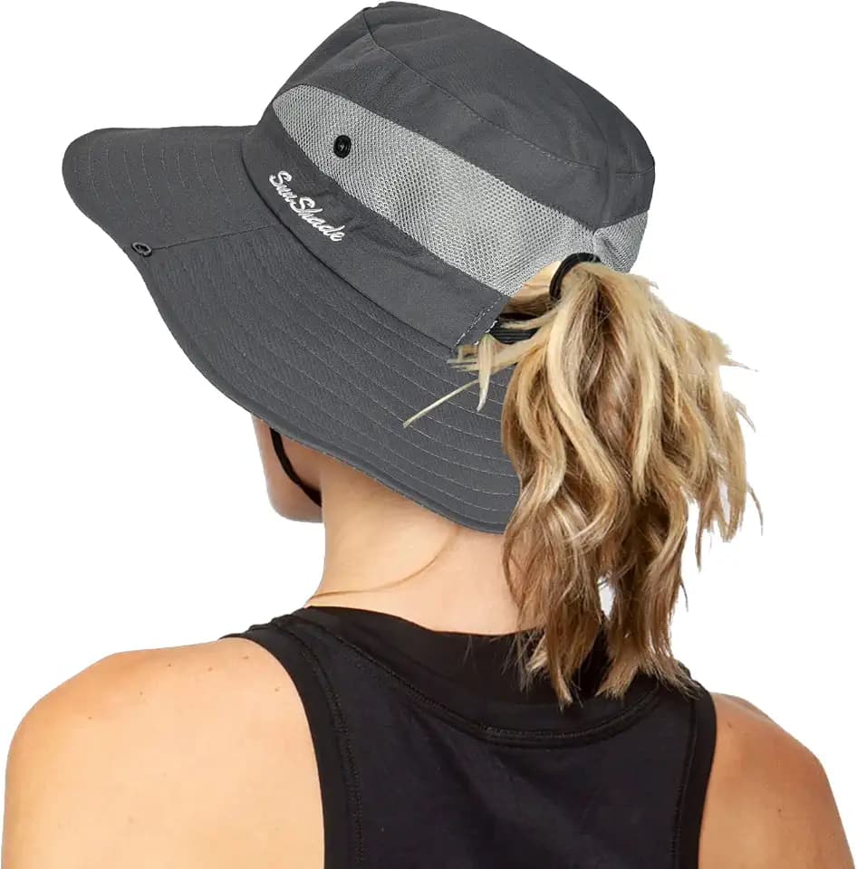 Women's Outdoor-UV-Protection-Foldable-Sun-Hats-Wide-Brim Hat Ponytail-Hole