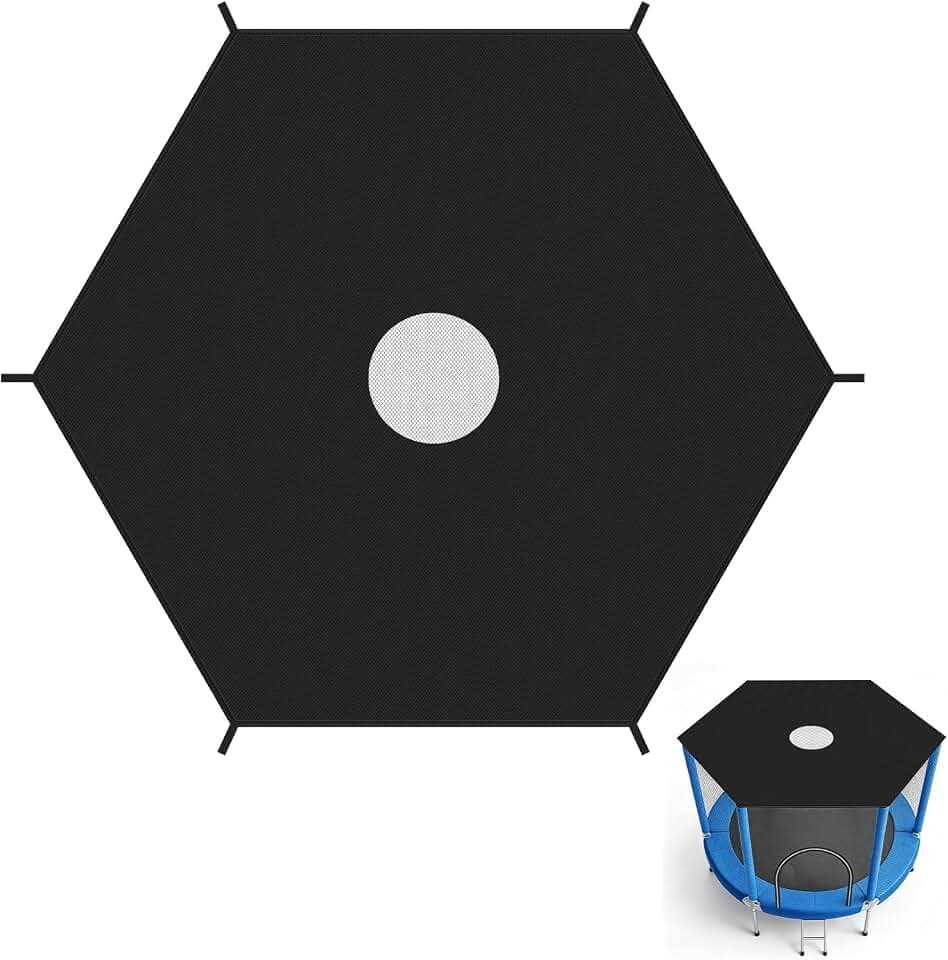 Trampoline Shade Cover with Hole,Waterproof Trampoline Top Cover Fits for Outdoor Oxford Outdoor Trampoline Accessories, Black