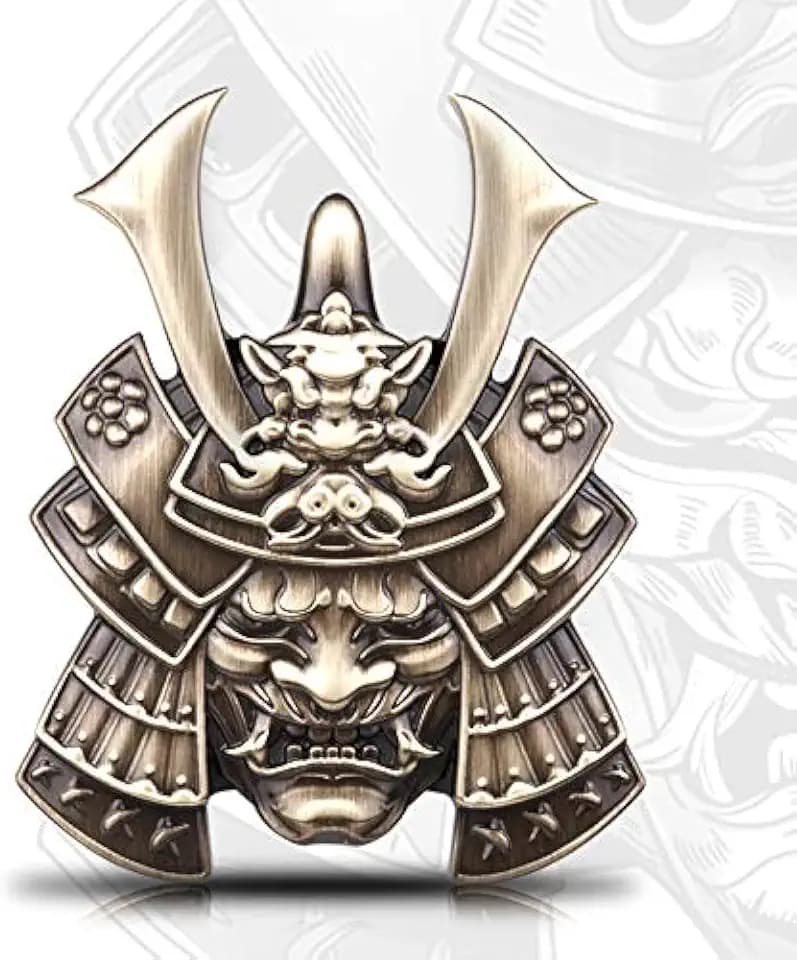 Skull Samurai Warrior Metal Car Sticker Japanese Samurai Mask Helmet Decal Devil Death Emblem for Car Motorcycle (Type B)