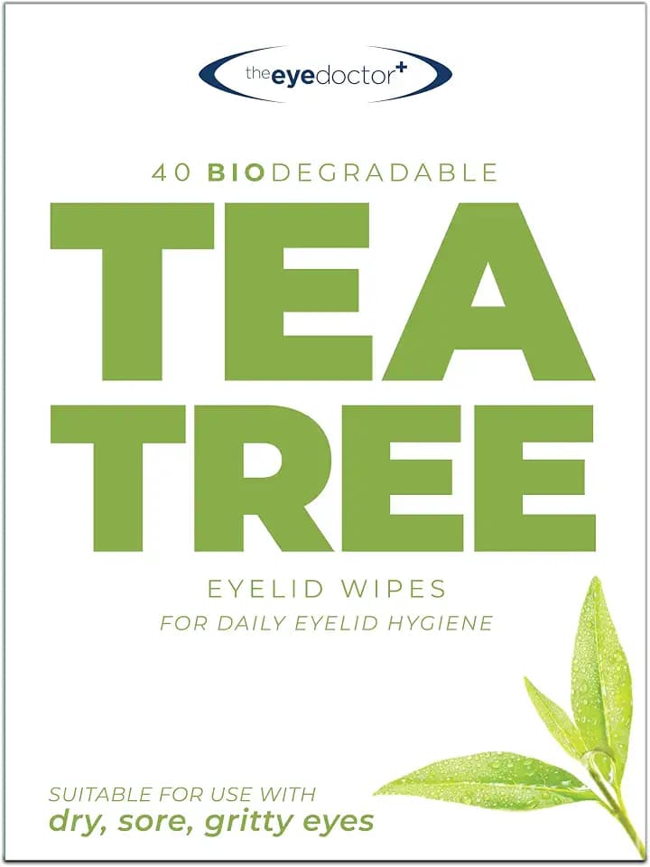 The Eye Doctor Tea Tree Oil Eyelid Wipes - 40 x Single Use Eye Cleaning Wipes for Daily Lid Care - Individual Preservative Free Sensitive Eye Cleaner - Soothes Cleans and Refreshes