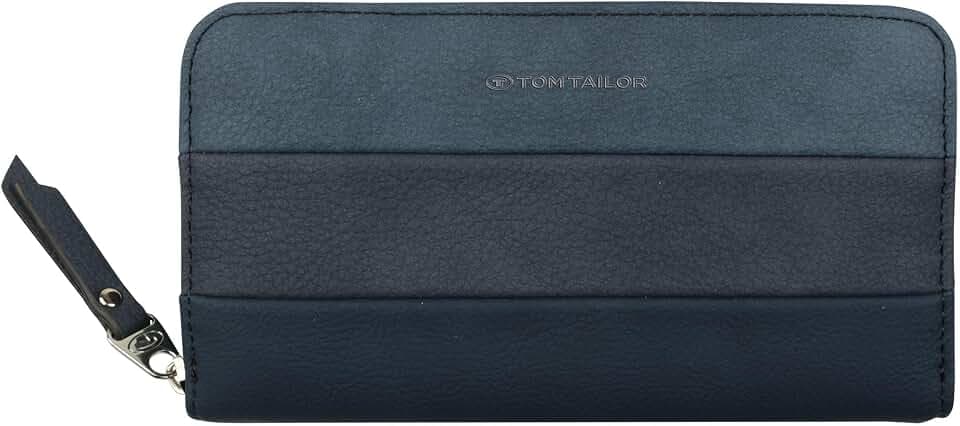 TOM TAILOR Ellen Damen Geldbörse Portemonnaie Reißverschluss Groß Denim Blau