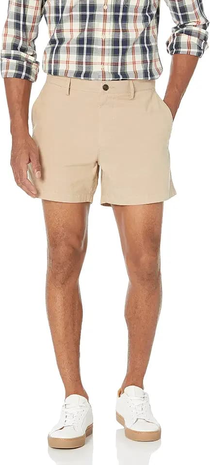 Amazon Essentials Men's Slim-Fit 5" Lightweight Comfort Stretch Oxford Cotton Shorts