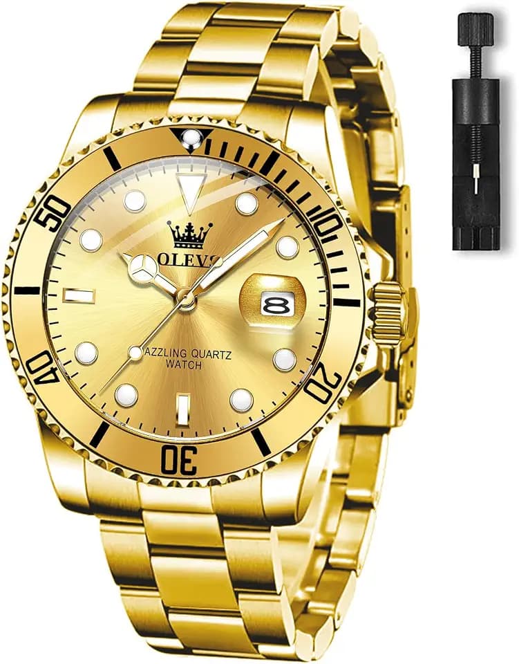 OLEVS Edelstahl Uhren Herren Wasserdicht Leuchtende Modern Großes Herrenuhren Metallarmband Analog Kleid Armbanduhr Herren mit Datumsanzeige