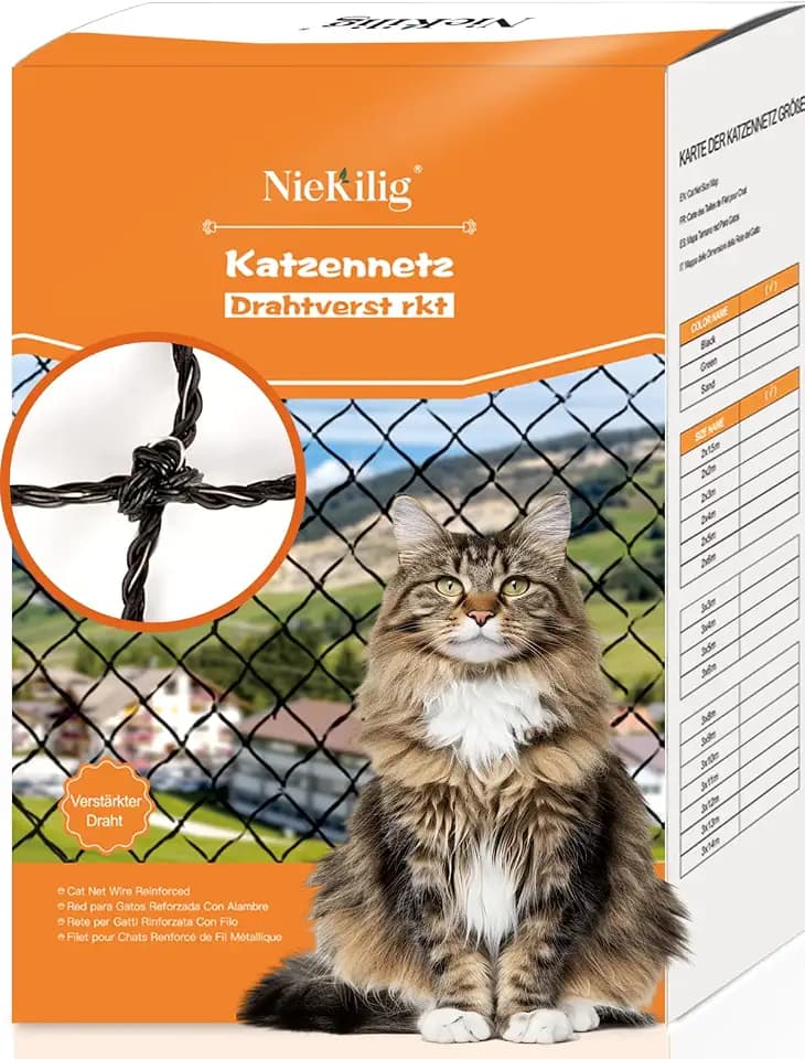 Katzennetz für Balkone Drahtverstärktes, Balkon Drahtnetz Katzen, Balkonnetz für Katzen, Katzengitter Fenster ohne Bohren für Balkone, Terrassen, Fenster, Oberlichter, Türen, Zäune (3x1m)