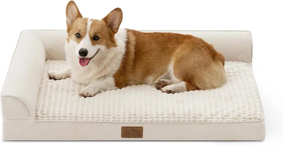 COZY KISS Orthopedic Dog Bed for Large Sized Dogs, L Shaped 36x27 inch