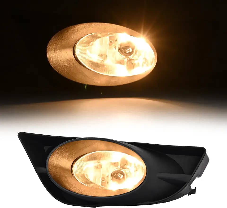 HECASA Halogen Fog Light w/Fog Light Bezel Compatible with 2009-2011 Fit