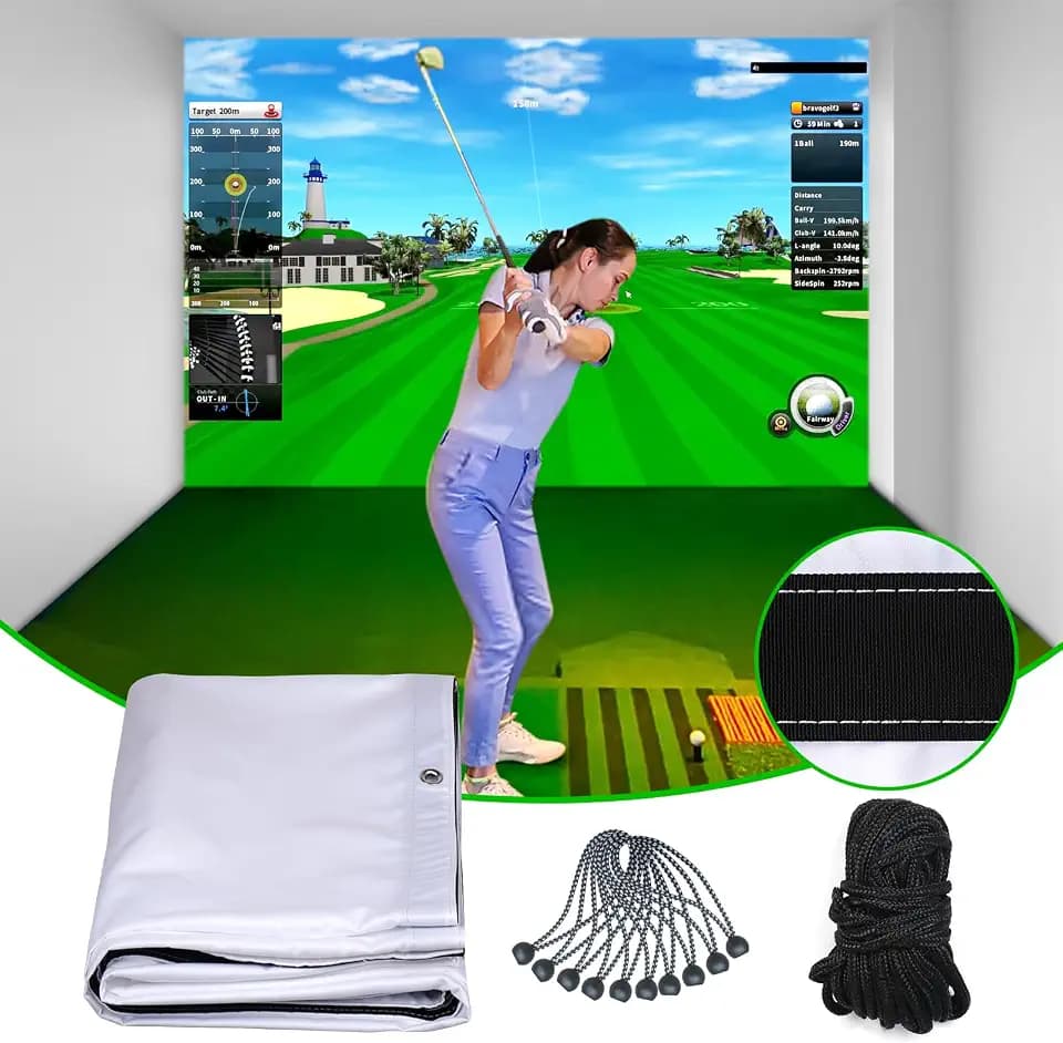 Golf Impact Screen,Easy to Install and Thicker Golf Simulator Impact Screen with Probe and Snap Hooks for Training Indoor/Outdoor with Grommet Holes,7 Sizes for Choice
