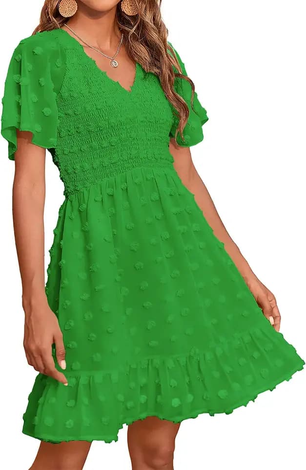 BTFBM Women's Swiss Dot Mini Boho Vacation Dresses
