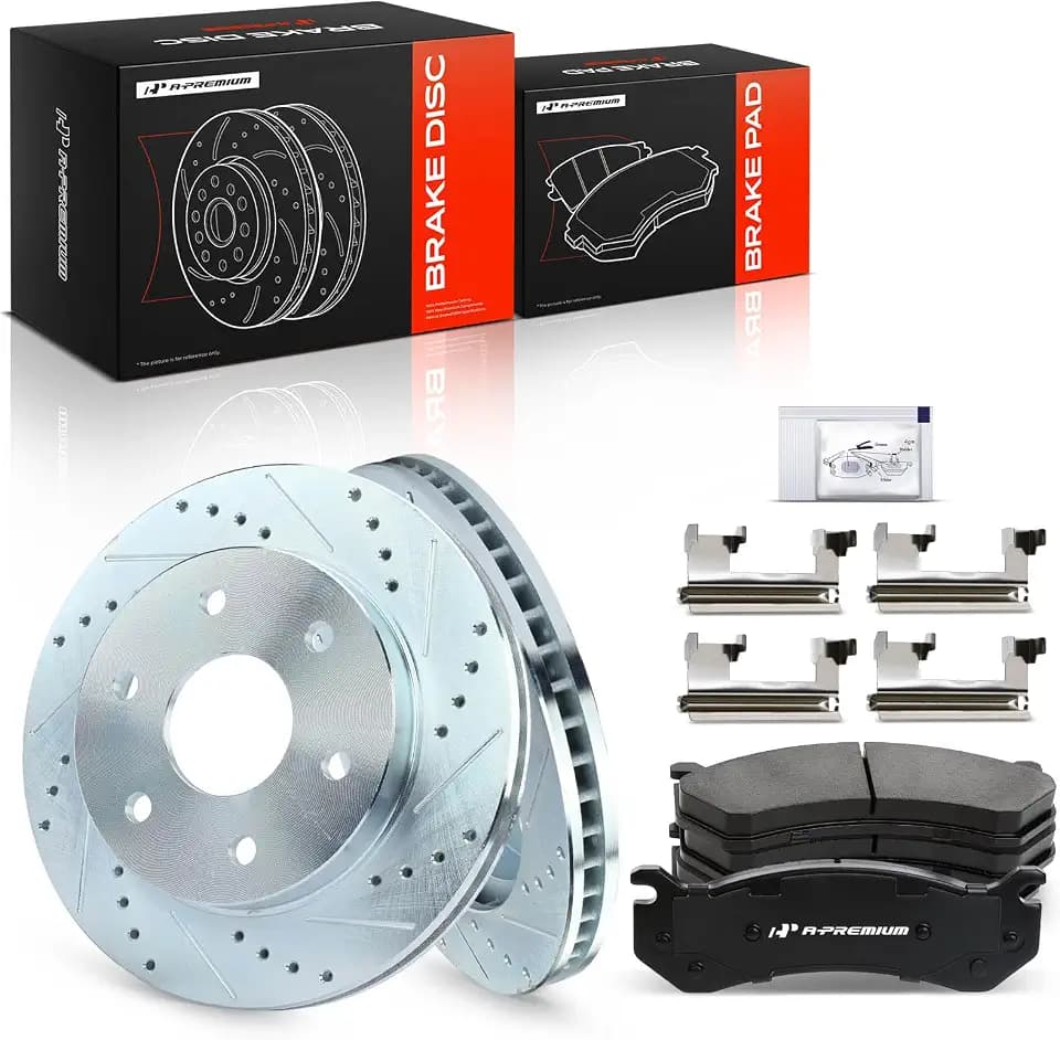 A-Premium 12 inch (304.7mm) Front Brake Rotors & Ceramic Pads Kit, 6-Pack