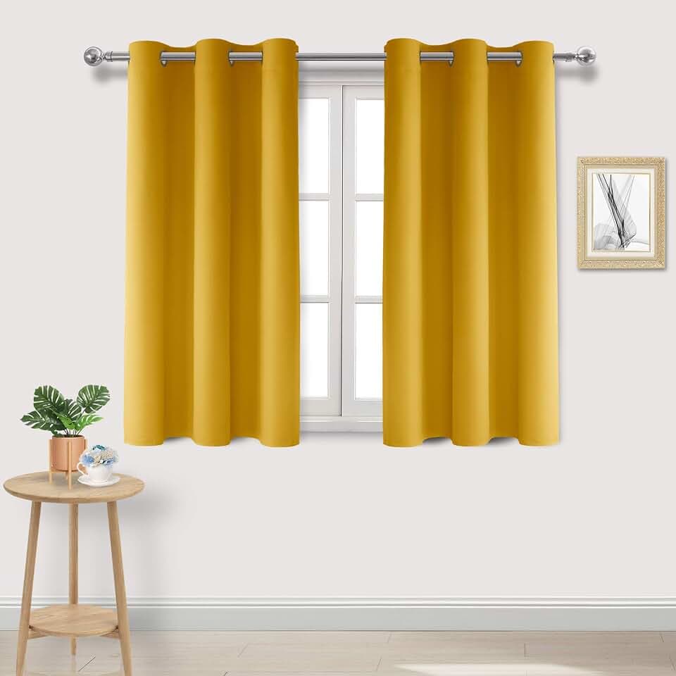 DWCN Blackout Curtains for Bedroom Living Room W38 x L54 Inch Long Yellow