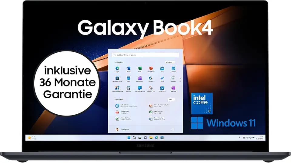 Samsung Galaxy Book4 Notebook, 15,6-Zoll-Display, Intel Core i3-Prozessor, 8 GB RAM, Laptop mit 256 GB Speicher, Gray, 3 Jahre Herstellergarantie, Windows 11 Home [Exklusiv auf Amazon]