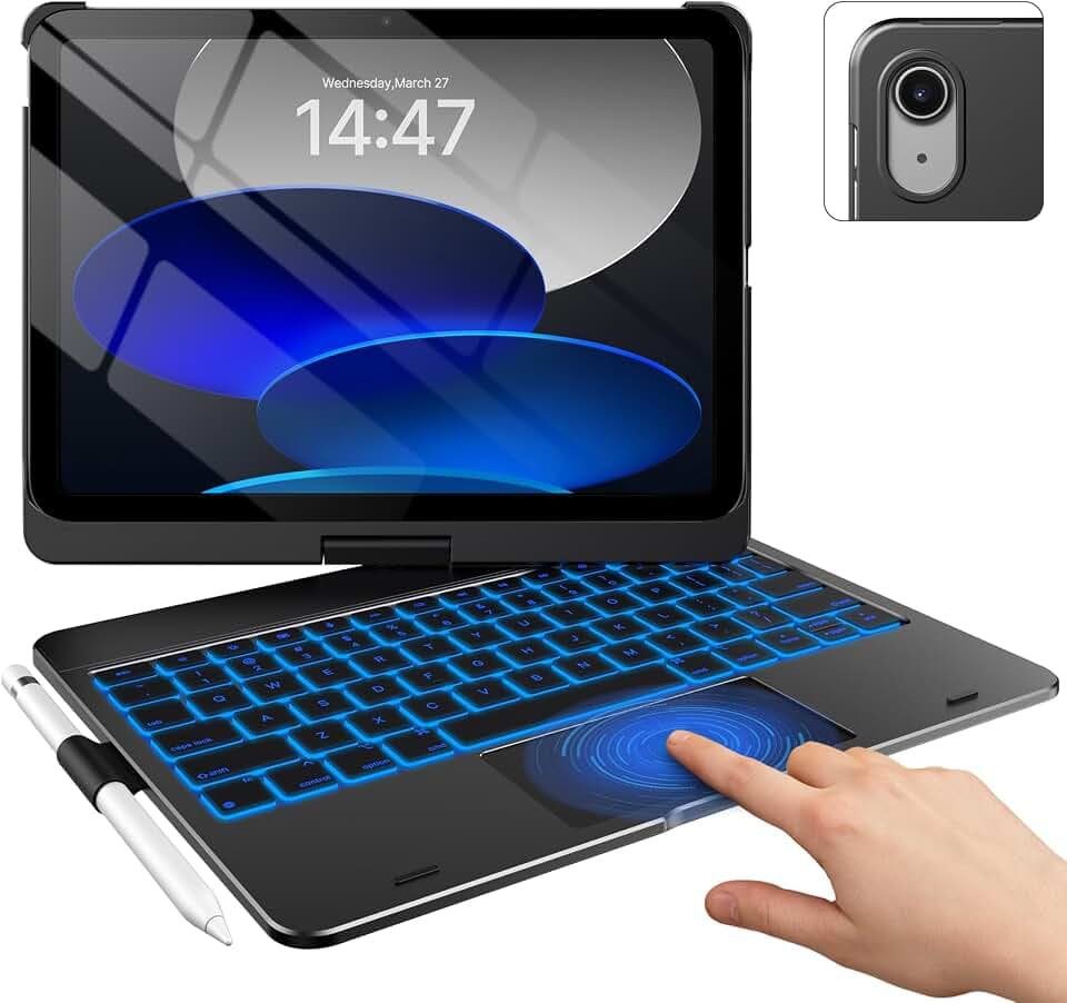 typecase Touch iPad A16 11th/10th Gen Case with Keyboard, 360° Rotating