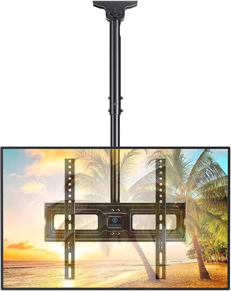 PERLESMITH Ceiling TV Mount for 26-65 inch Flat Screen Displays, Max VESA 400x400mm, Hanging Adjustable Ceiling TV Bracket Fits Most LCD LED OLED 4K TVs, Pole Ceiling Mount Holds up to 110lbs, PSCM2