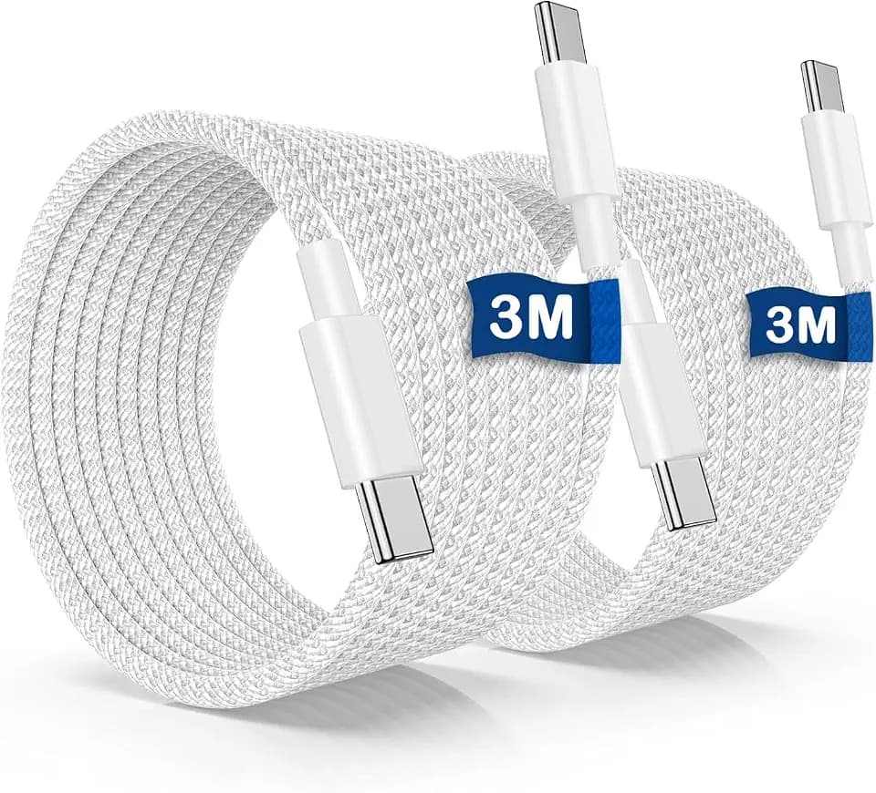 USB C auf C Ladekabel 3 m, 60 W lang, Typ C auf C Ladekabel für Apple iPhone 15 Plus/15 Pro Max, MacBook Pro 2021/2020/2019/2018/2017, iPad Pro 12,9/11 Zoll, Mini/Air 5/4, Samsung Galaxy S23/S22 Ultra