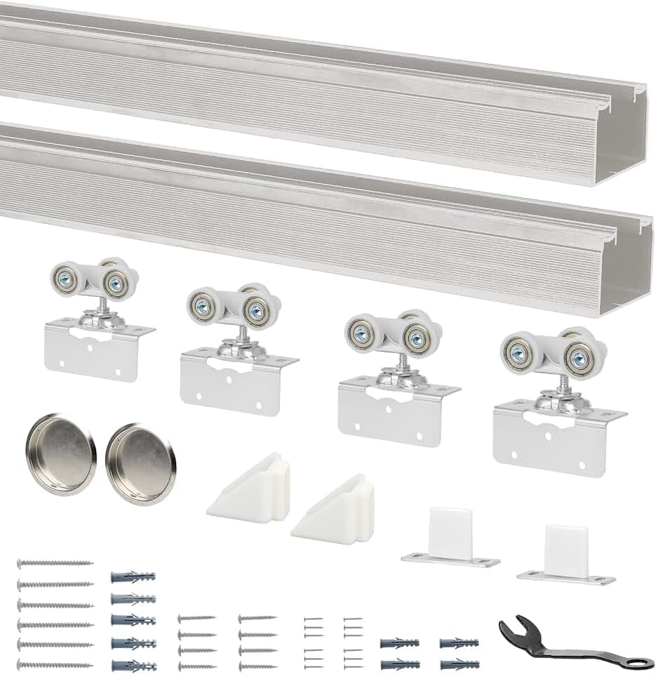 DIYHD 60" Ceiling Mount Bypass Pocket Door Sliding Hardware Kit (No Door)