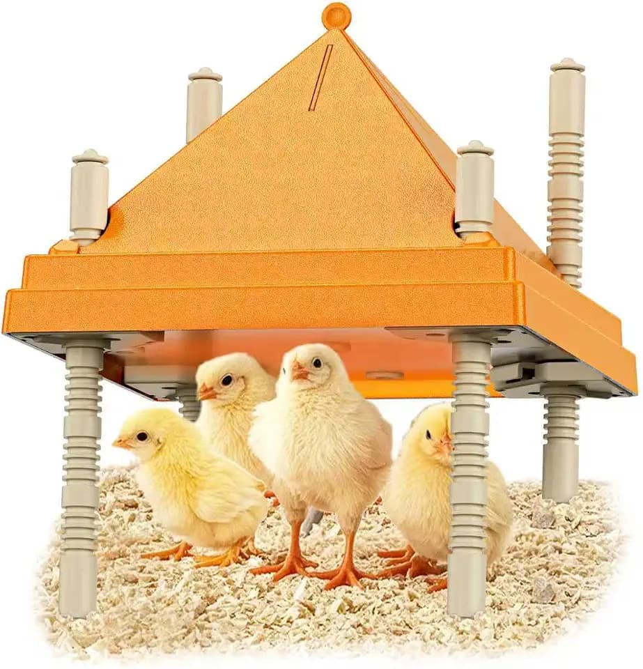 Brooder Plate for Chicks,10" x 10" Heat Plate for Chicks with Triangular Cone Anti-Perch Design（Orange）