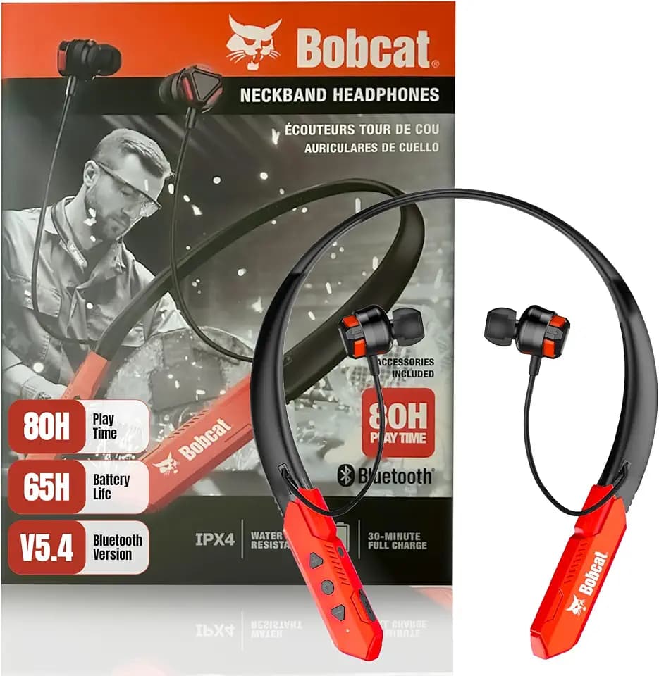 CJ TECH Bobcat Neckband Bluetooth Headphones, 80H Battery, Fast Charging