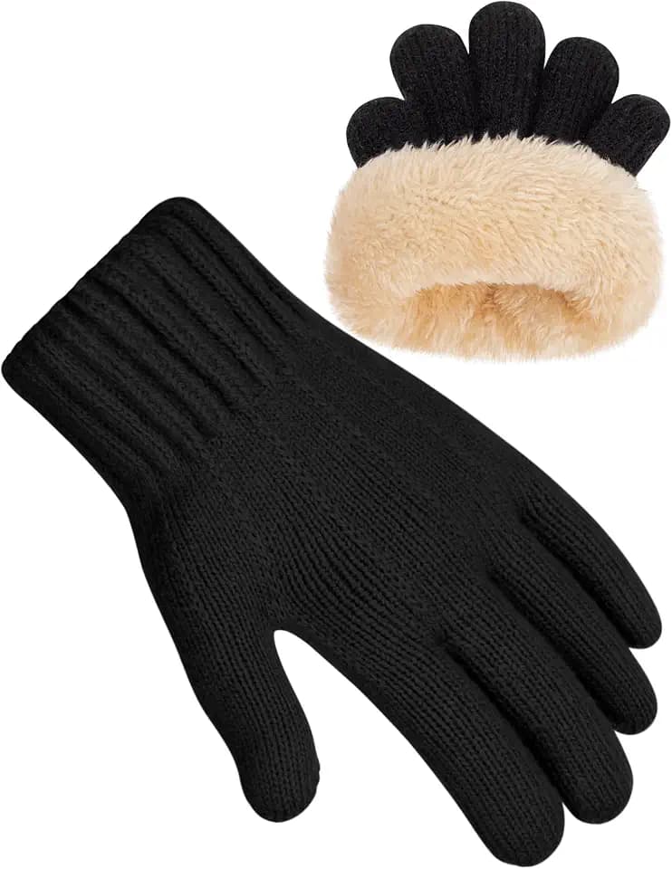 Becellen Strickhandschuhe Kinder, Thermo Gestrickte Handschuhe mit Fleecefutter Warme Kinder Winterhandschuhe Unisex Winter Magische Handschuhe für Mädchen Jungen